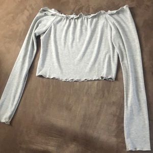Grey off the shoulder crop top